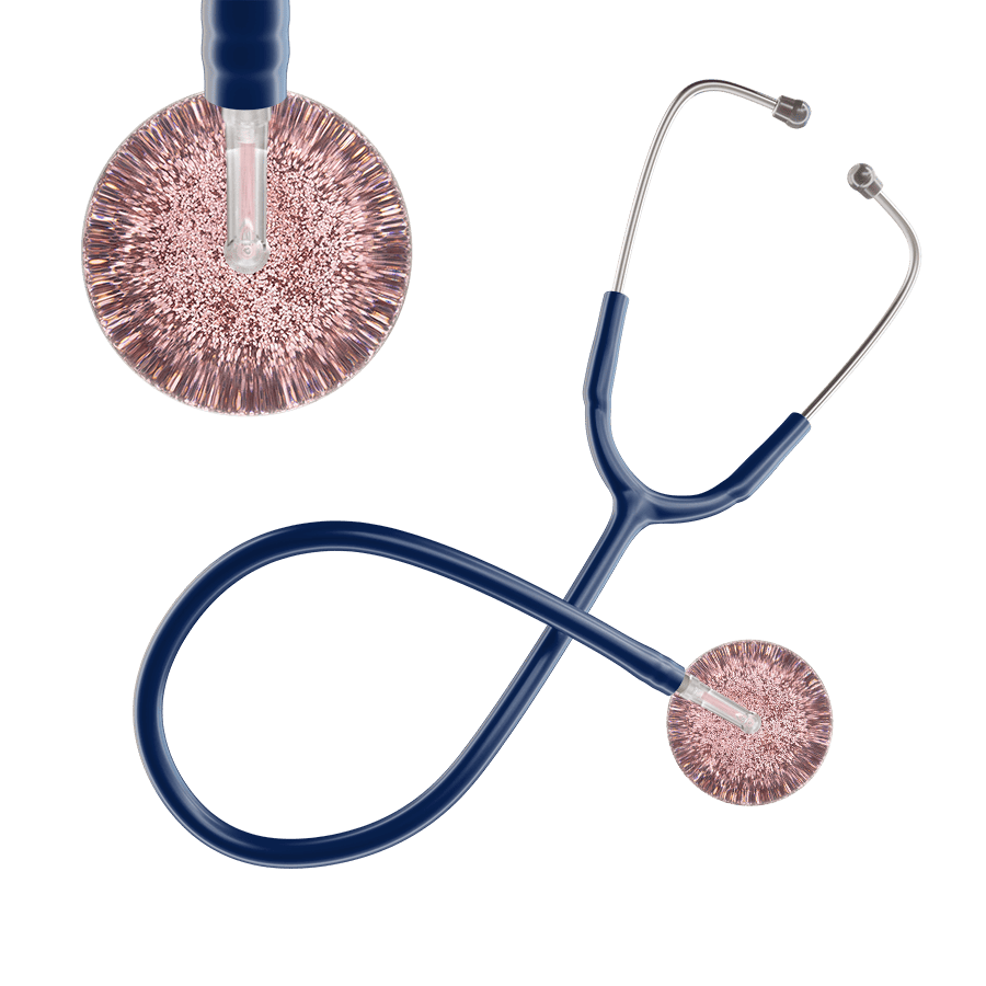 Ultrascope Single Stethoscope Rose Gold Glitter and Sparkles / Adult / Navy Glitter & Sparkles Stethoscope