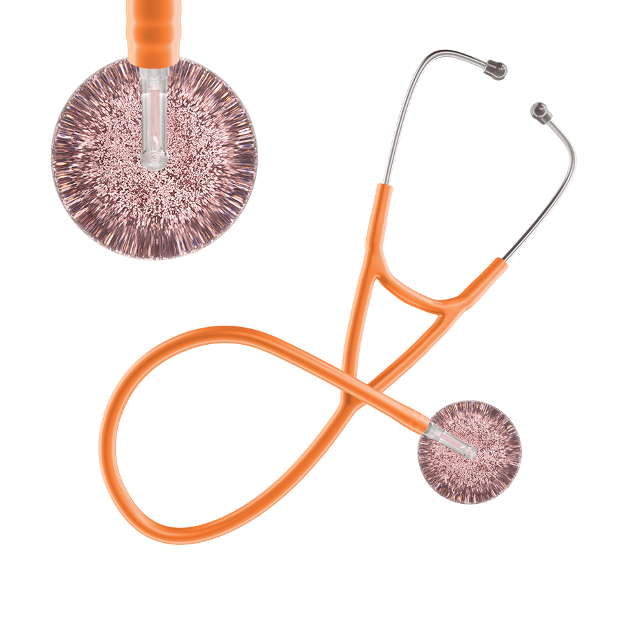 Ultrascope Single Stethoscope Rose Gold Glitter and Sparkles / Adult / Orange Glitter & Sparkles Cardiology Stethoscope