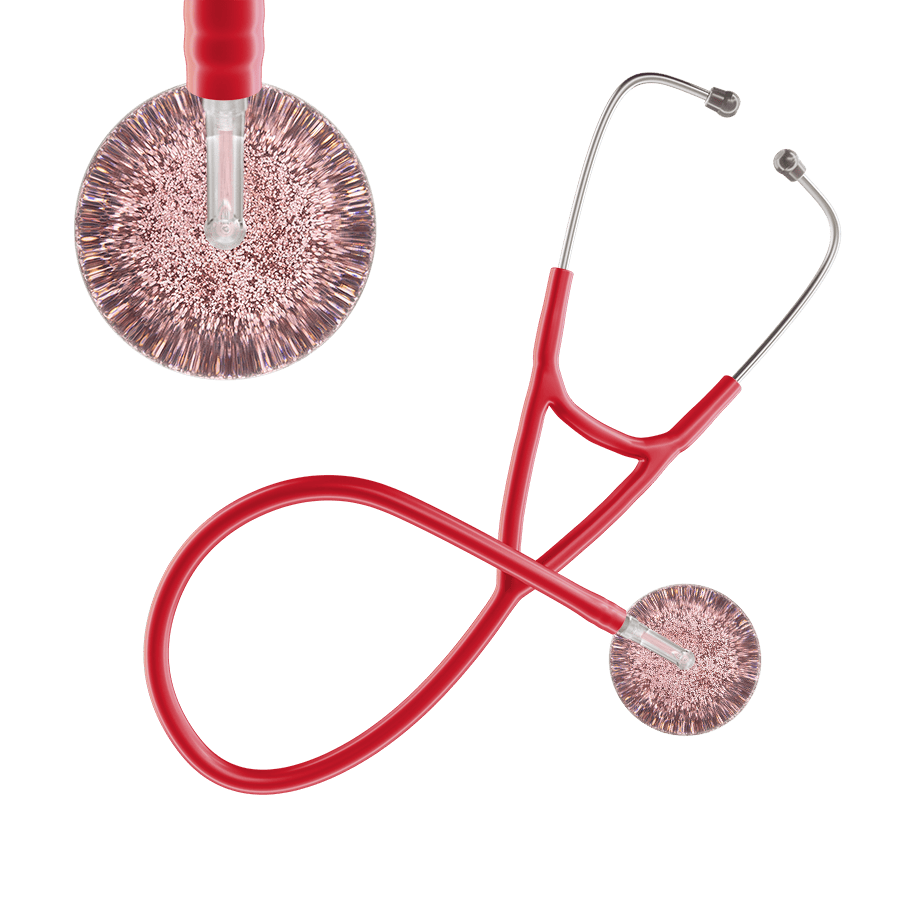 Ultrascope Single Stethoscope Rose Gold Glitter and Sparkles / Adult / Red Glitter & Sparkles Cardiology Stethoscope