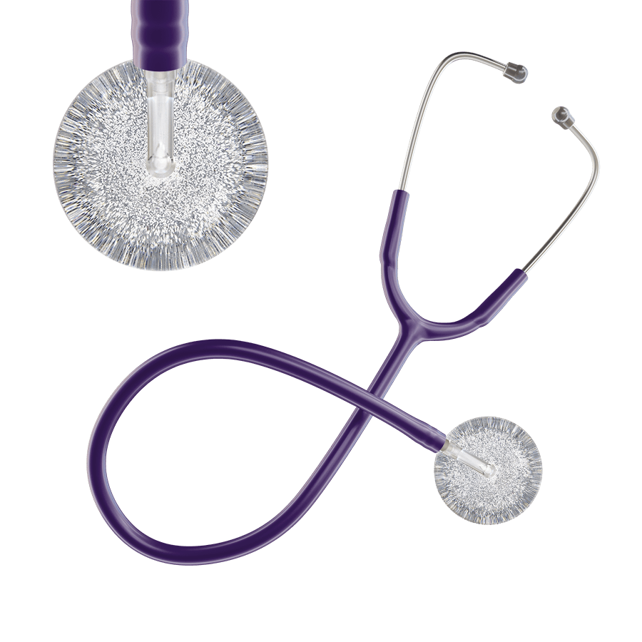 Ultrascope Single Stethoscope Silver Glitter and Sparkles / Adult / Purple Glitter & Sparkles Stethoscope
