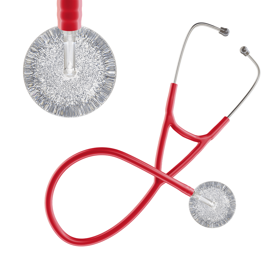 Ultrascope Single Stethoscope Silver Glitter and Sparkles / Adult / Red Glitter & Sparkles Cardiology Stethoscope