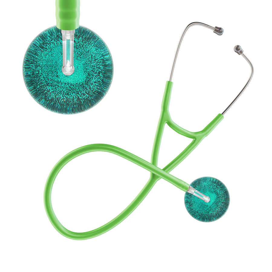 Ultrascope Single Stethoscope Teal Glitter and Sparkles / Adult / Lime Green Glitter & Sparkles Cardiology Stethoscope