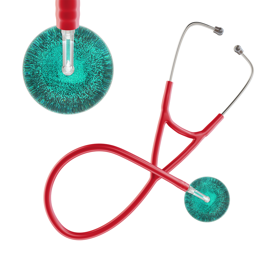 Ultrascope Single Stethoscope Teal Glitter and Sparkles / Adult / Red Glitter & Sparkles Cardiology Stethoscope
