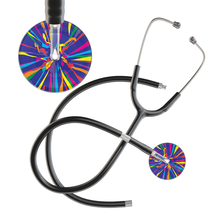 Ultrascope Single Stethoscope Royal Blue Confetti / Adult / Black Extended Tubing Confetti Stethoscope
