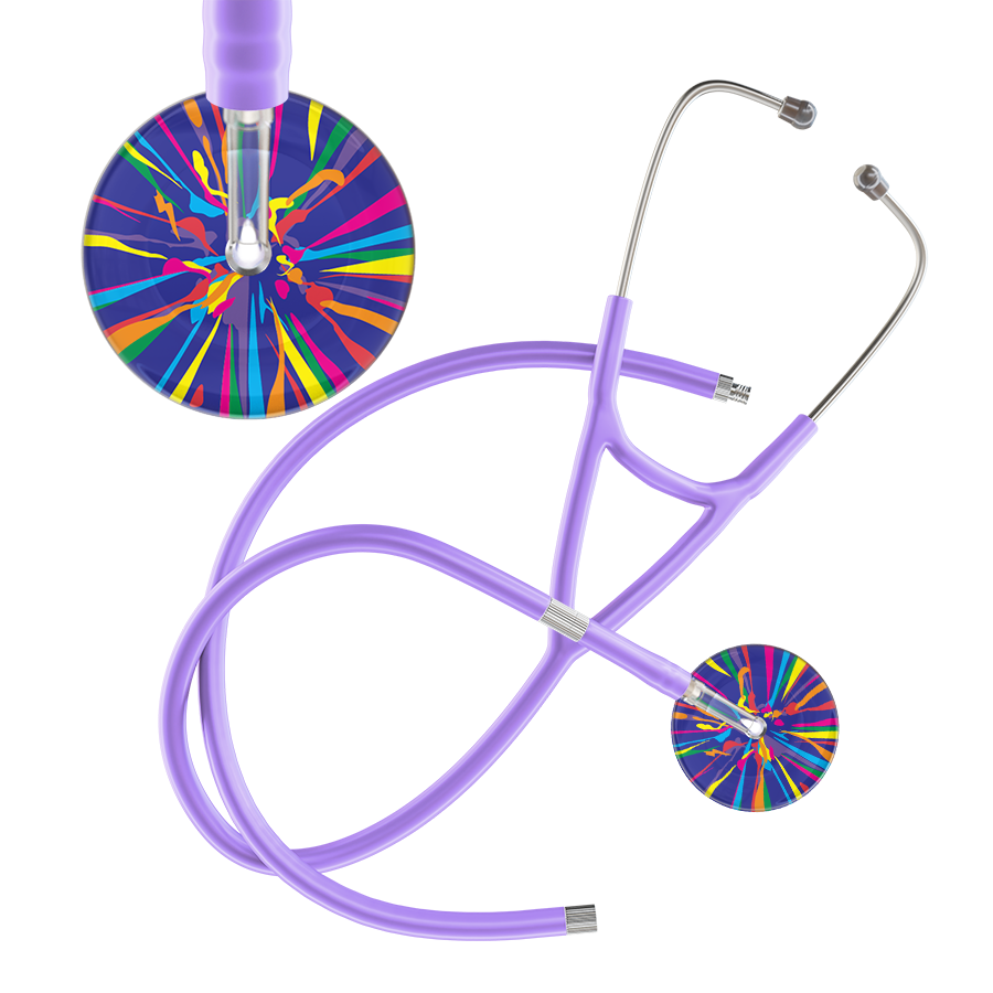 Ultrascope Single Stethoscope Royal Blue Confetti / Adult / Lavender Extended Tubing Confetti Cardiology Stethoscope