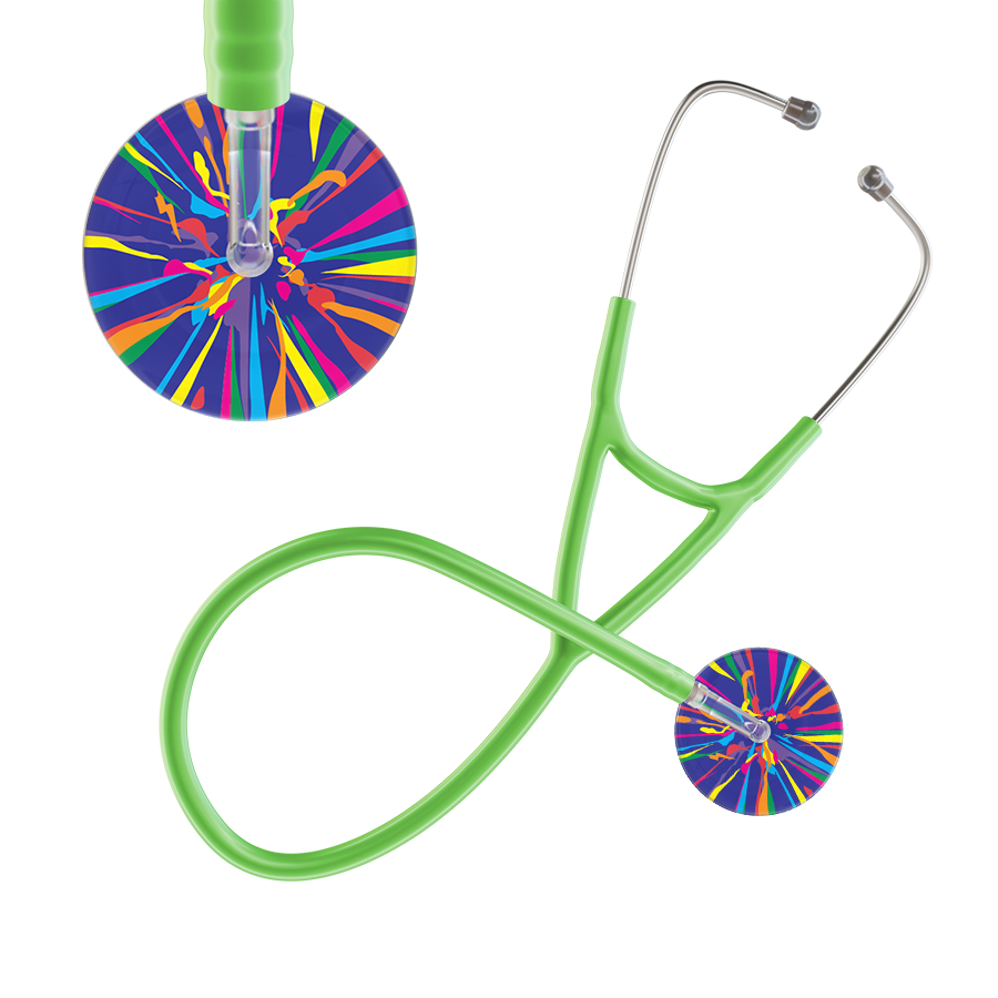 Ultrascope Single Stethoscope Royal Blue Confetti / Adult / Lime Green Confetti Cardiology Stethoscope