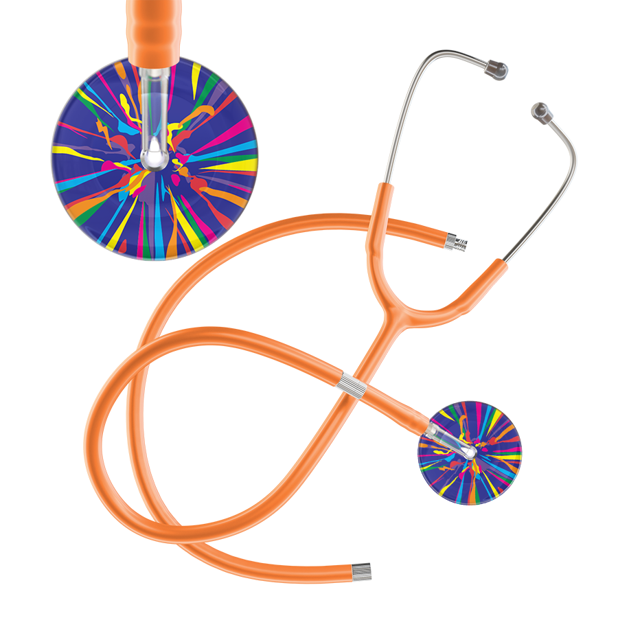 Ultrascope Single Stethoscope Royal Blue Confetti / Adult / Orange Extended Tubing Confetti Stethoscope