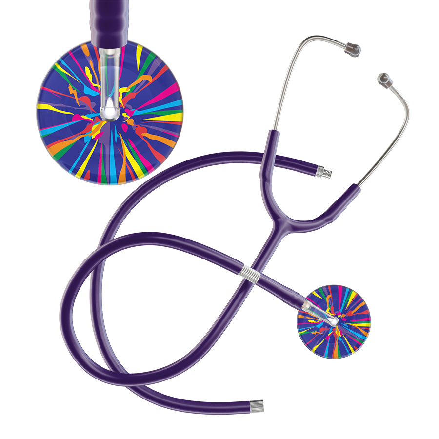 Ultrascope Single Stethoscope Royal Blue Confetti / Adult / Purple Extended Tubing Confetti Stethoscope