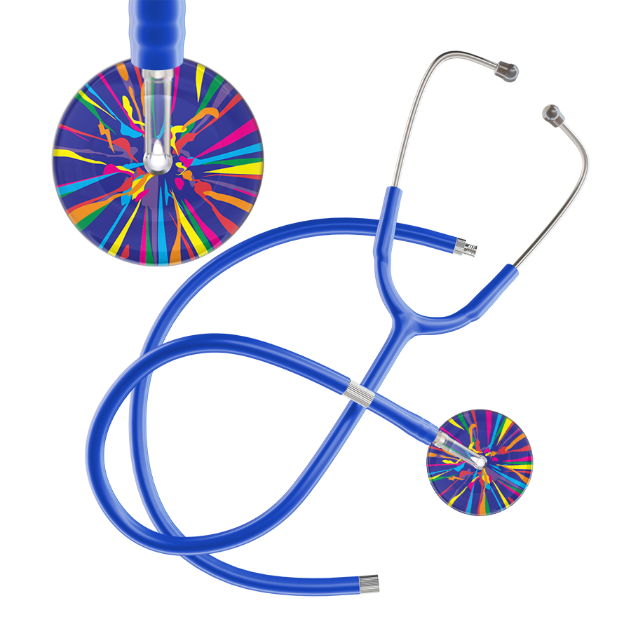 Ultrascope Single Stethoscope Royal Blue Confetti / Adult / Royal Blue Extended Tubing Confetti Stethoscope