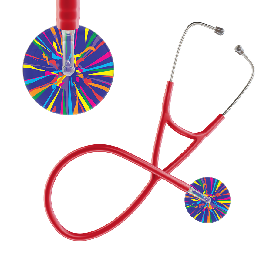Ultrascope Single Stethoscope Royal Blue Confetti / Adult / Red Confetti Cardiology Stethoscope