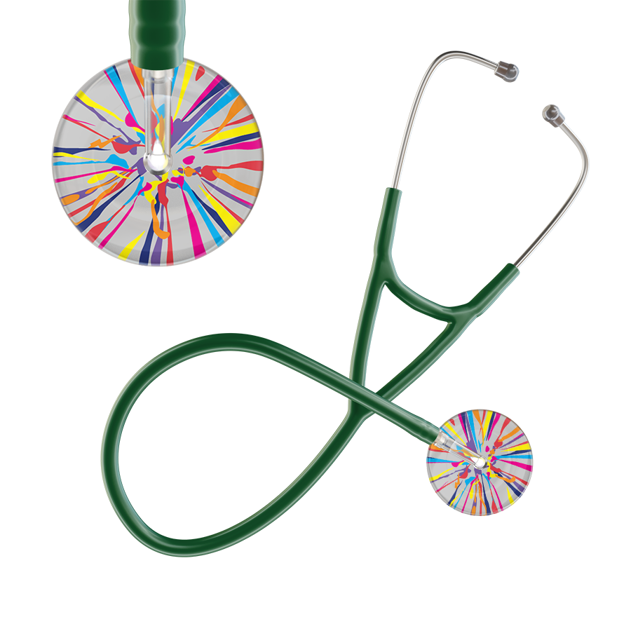 Ultrascope Single Stethoscope Silver Confetti / Adult / Dark Green Confetti Cardiology Stethoscope
