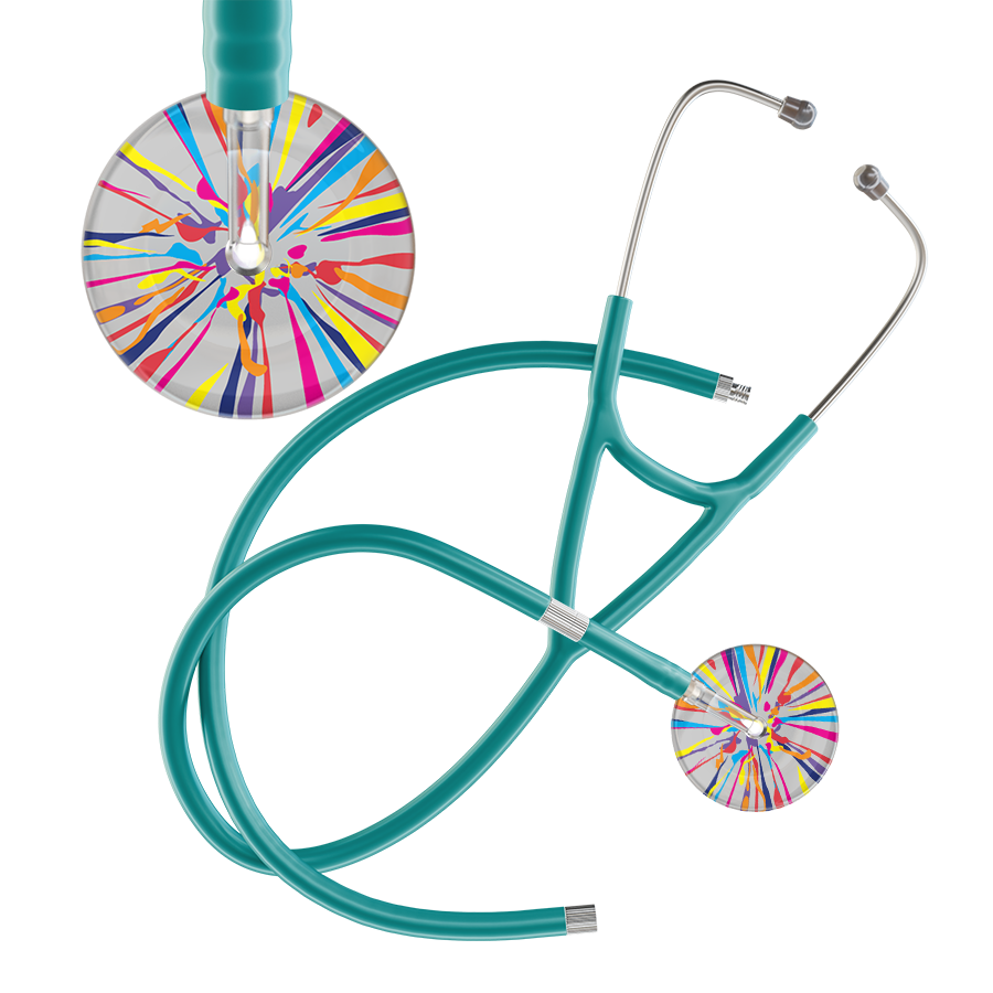 Ultrascope Single Stethoscope Silver Confetti / Adult / Jade Extended Tubing Confetti Cardiology Stethoscope