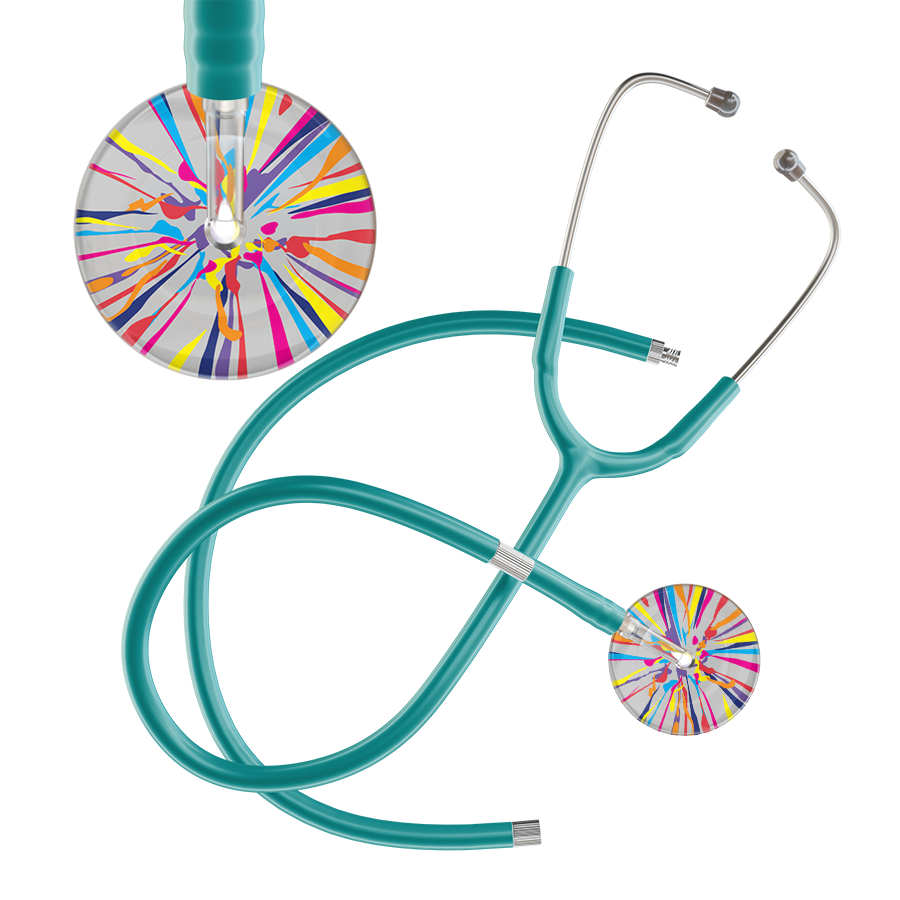 Ultrascope Single Stethoscope Silver Confetti / Adult / Jade Extended Tubing Confetti Stethoscope