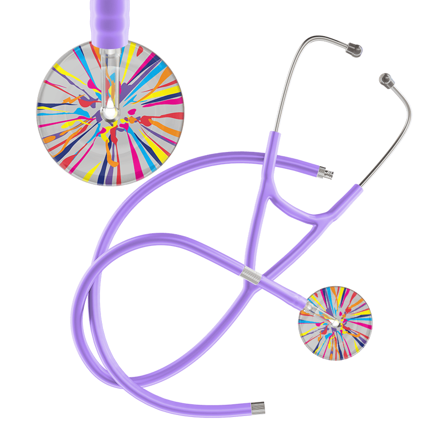 Ultrascope Single Stethoscope Silver Confetti / Adult / Lavender Extended Tubing Confetti Cardiology Stethoscope