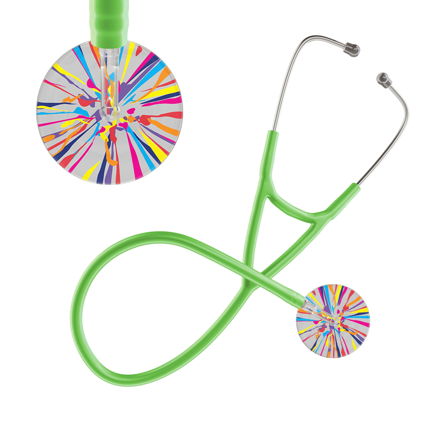Ultrascope Single Stethoscope Silver Confetti / Adult / Lime Green Confetti Cardiology Stethoscope