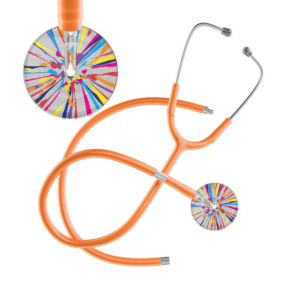 Ultrascope Single Stethoscope Silver Confetti / Adult / Orange Extended Tubing Confetti Stethoscope