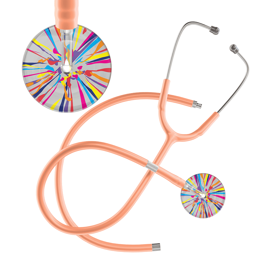 Ultrascope Single Stethoscope Silver Confetti / Adult / Peach Extended Tubing Confetti Stethoscope