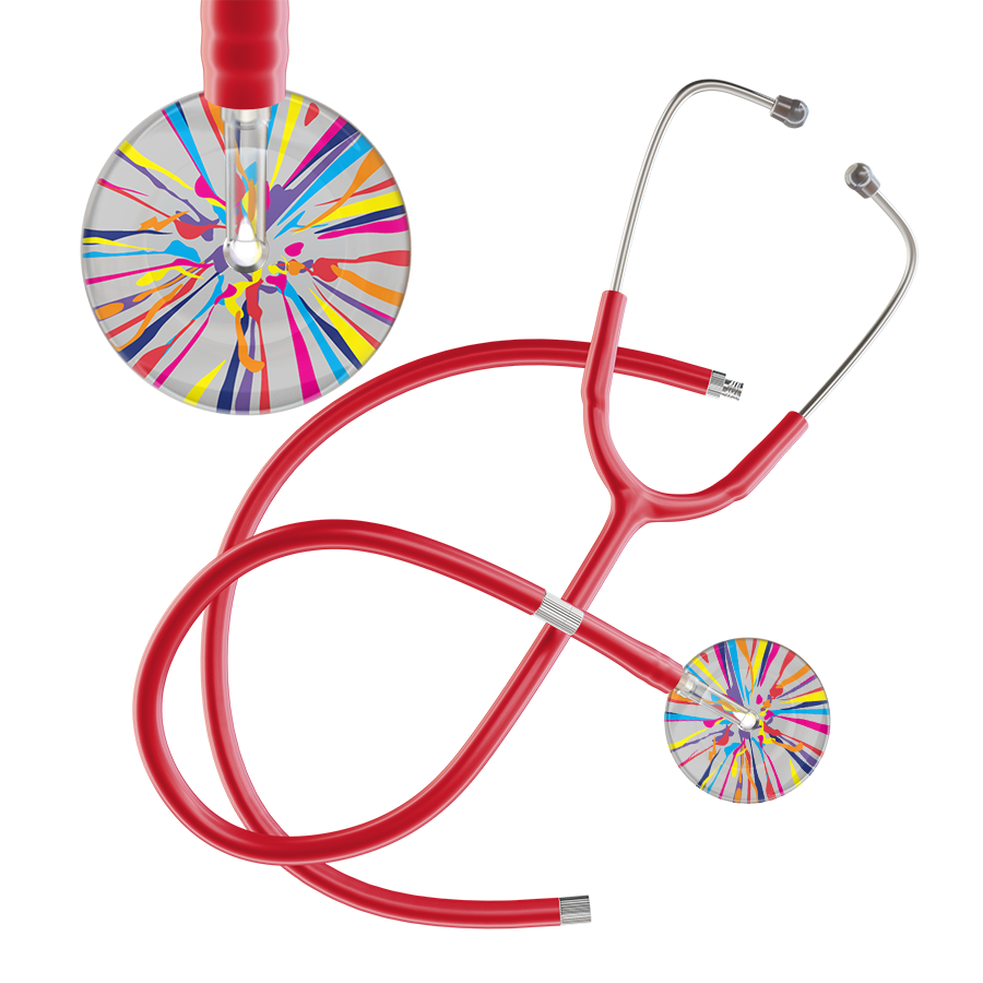 Ultrascope Single Stethoscope Silver Confetti / Adult / Red Extended Tubing Confetti Stethoscope