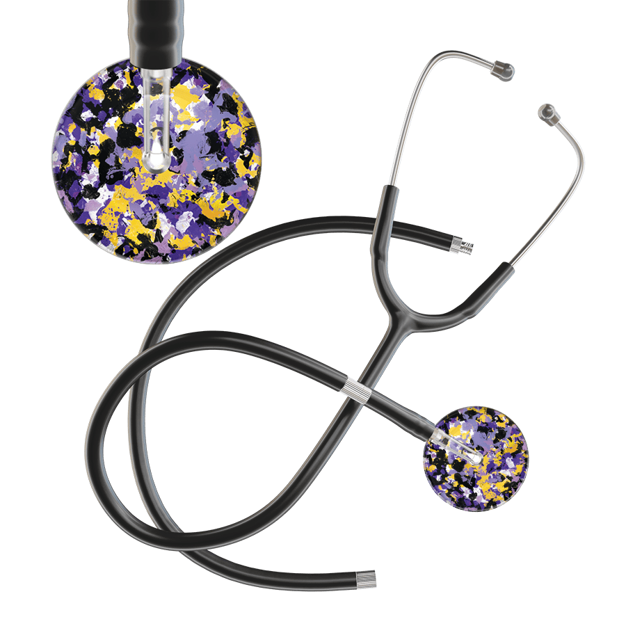Ultrascope Single Stethoscope Shabby Chic Purple (PU) / Adult / Black Extended Tubing Shabby Chic Stethoscope