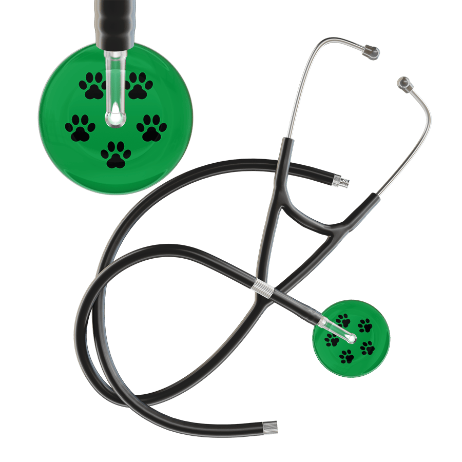 Black Paw Print Dark Background Cardiology Stethoscope
