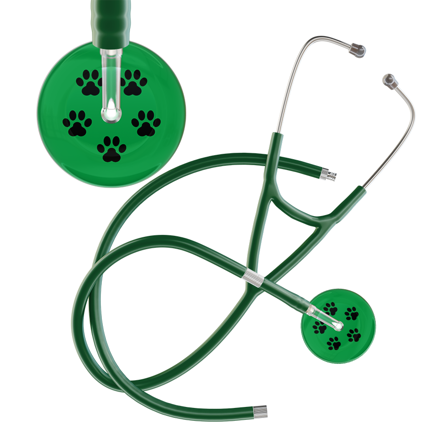 Black Paw Print Dark Background Cardiology Stethoscope