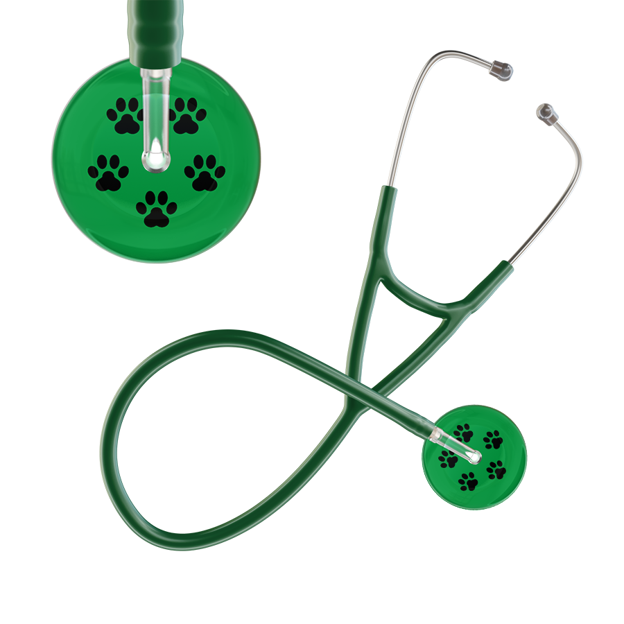 Black Paw Print Dark Background Cardiology Stethoscope