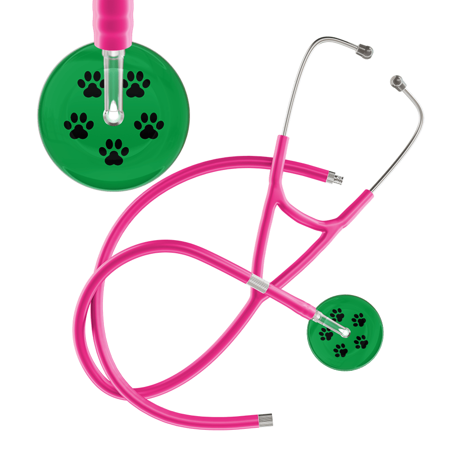 Black Paw Print Dark Background Cardiology Stethoscope
