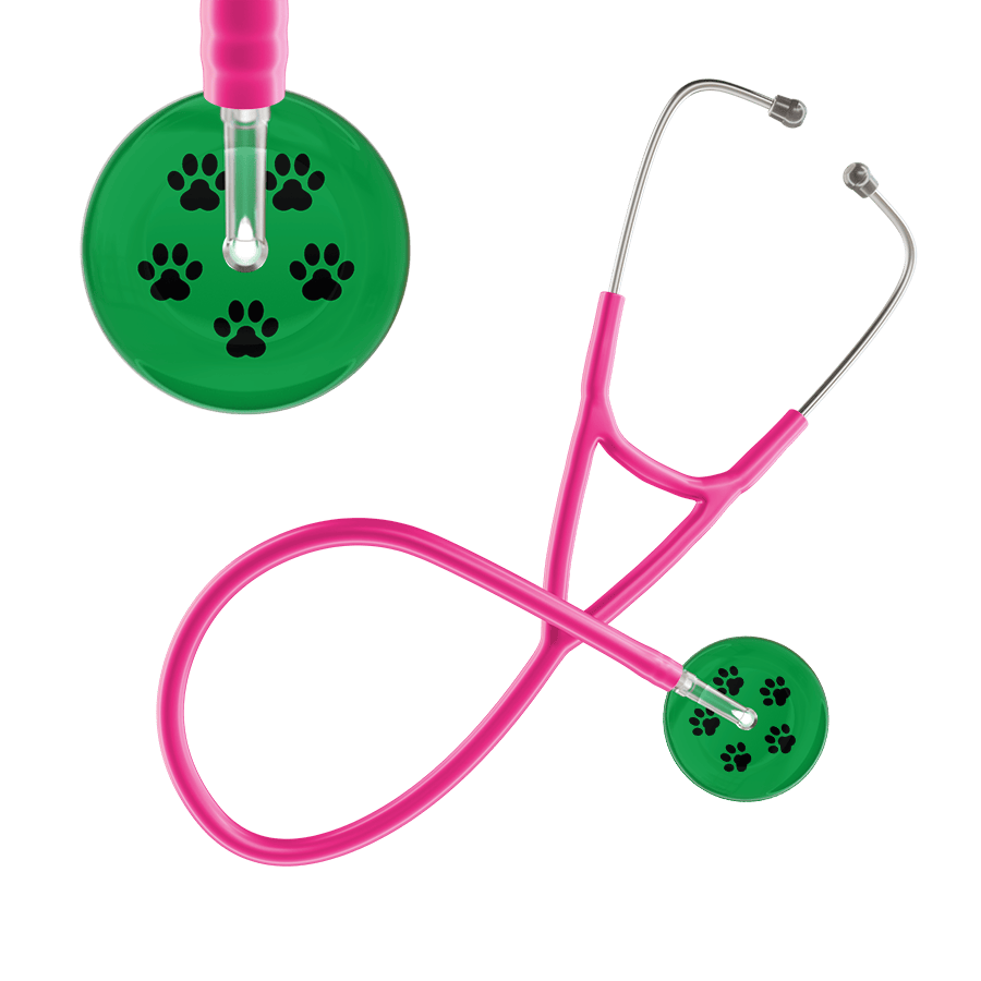 Black Paw Print Dark Background Cardiology Stethoscope
