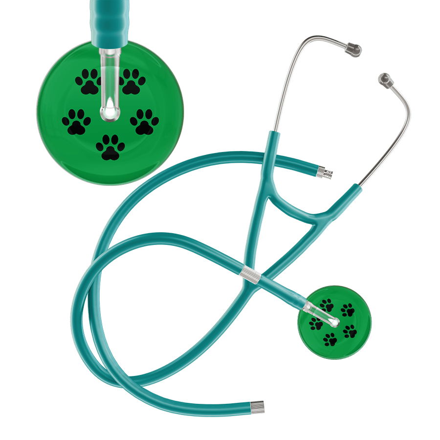 Black Paw Print Dark Background Cardiology Stethoscope