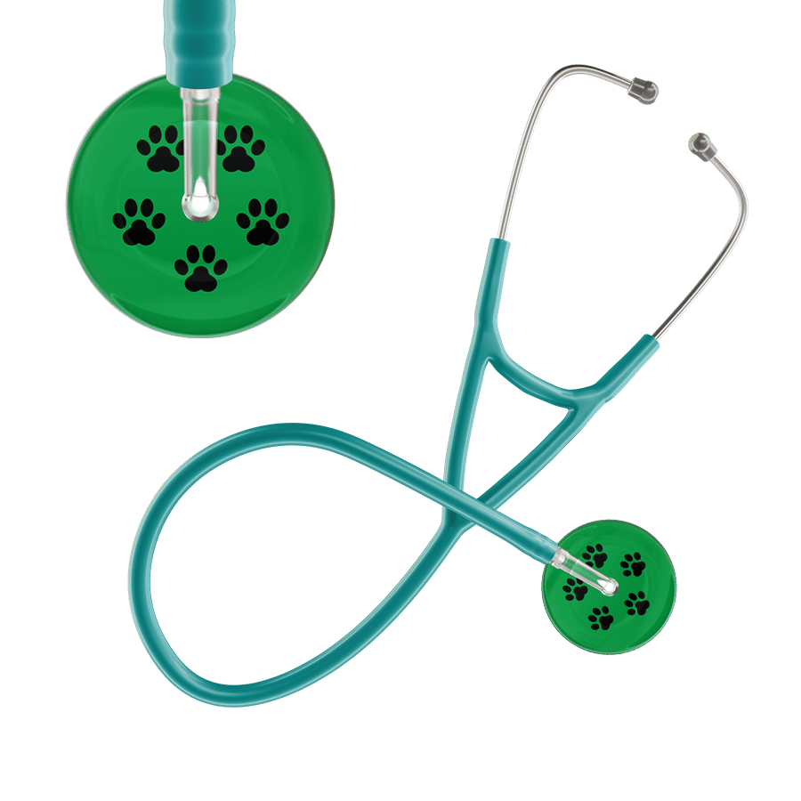 Black Paw Print Dark Background Cardiology Stethoscope