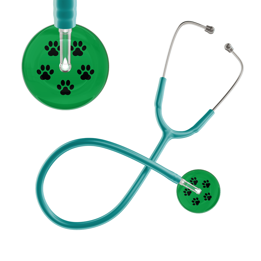 Ultrascope Single Stethoscope Black Paw Green Background / Adult / Jade Black Paw Print Dark Background Stethoscope