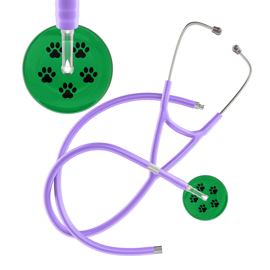 Black Paw Print Dark Background Cardiology Stethoscope