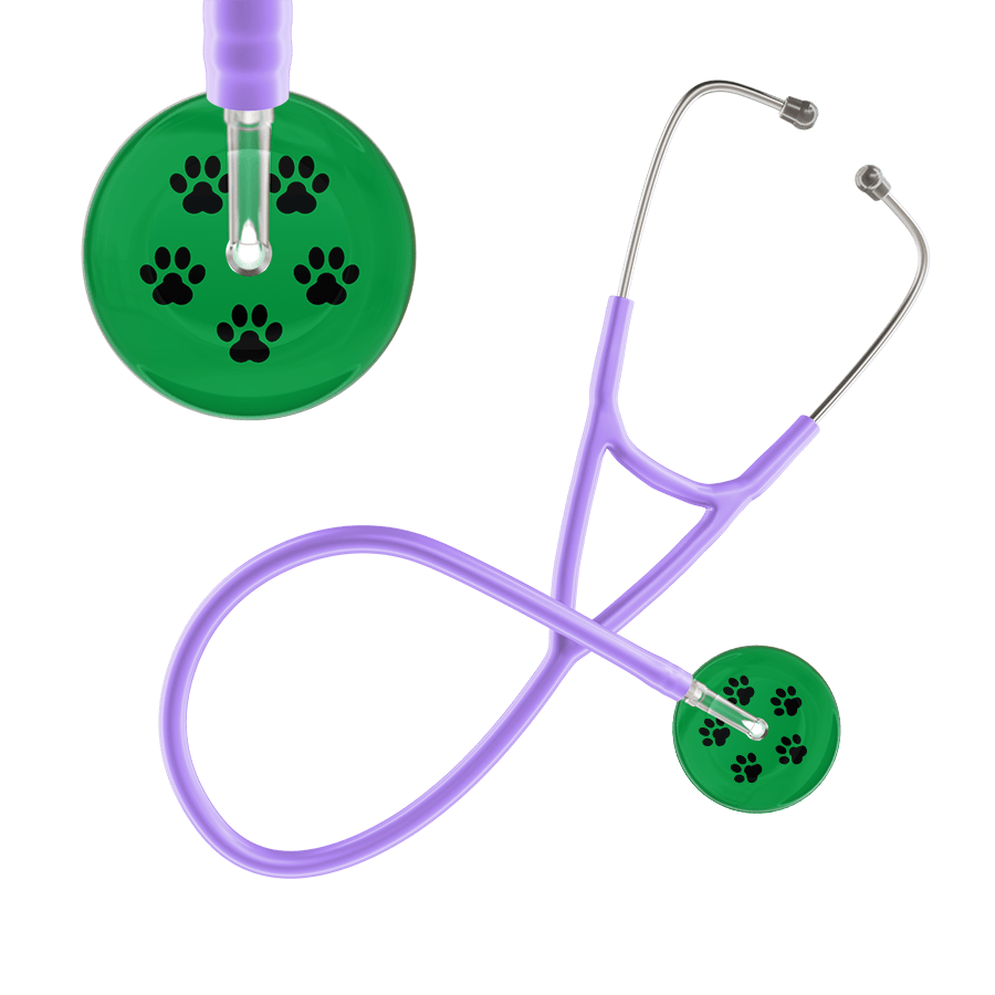 Black Paw Print Dark Background Cardiology Stethoscope