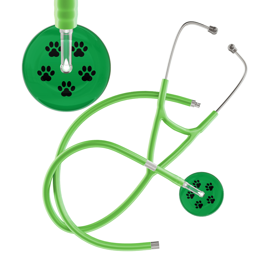 Black Paw Print Dark Background Cardiology Stethoscope