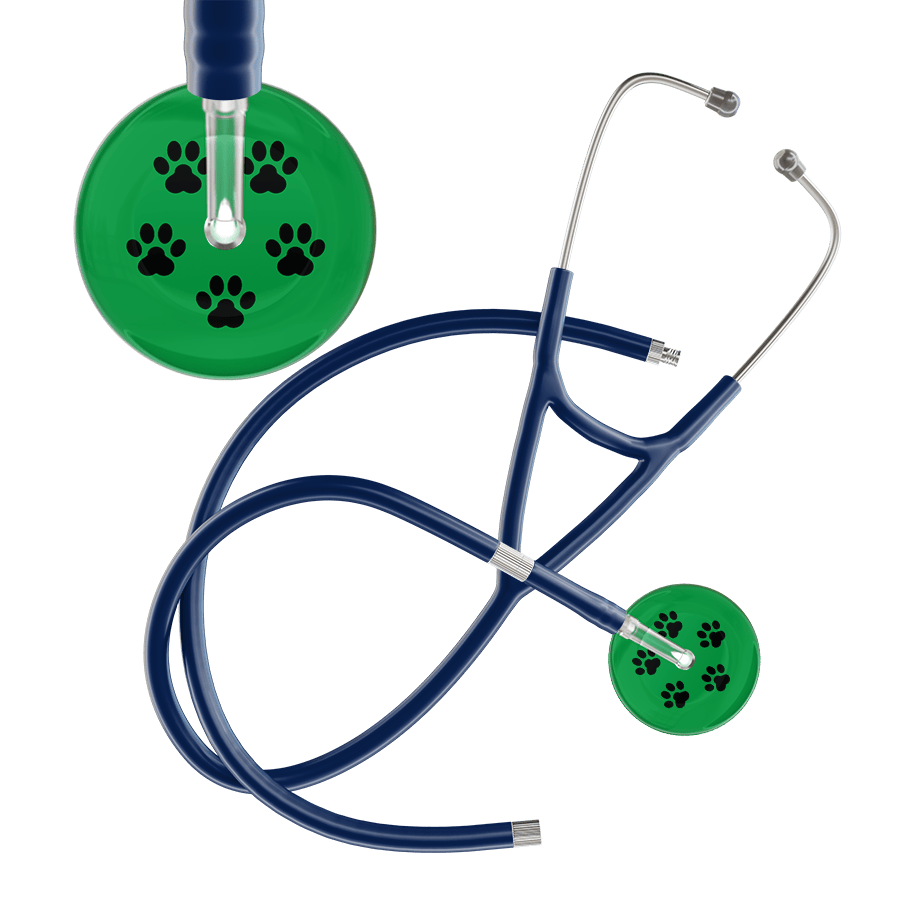 Black Paw Print Dark Background Cardiology Stethoscope