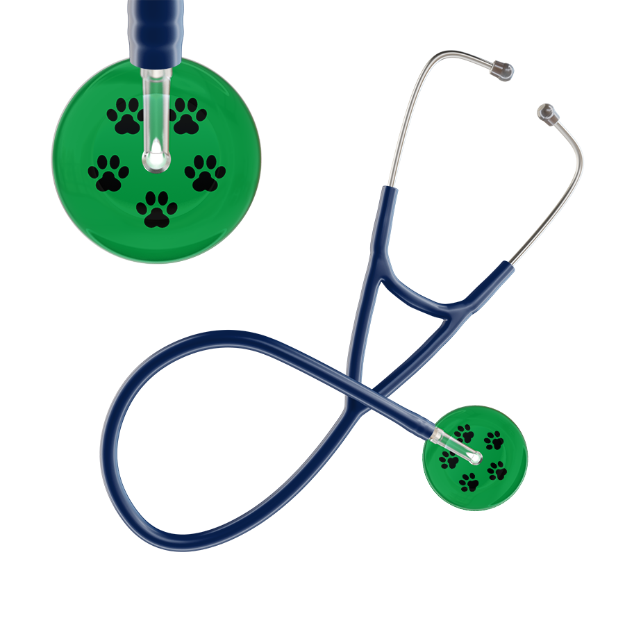Black Paw Print Dark Background Cardiology Stethoscope