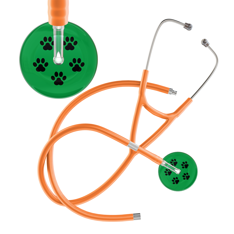 Black Paw Print Dark Background Cardiology Stethoscope