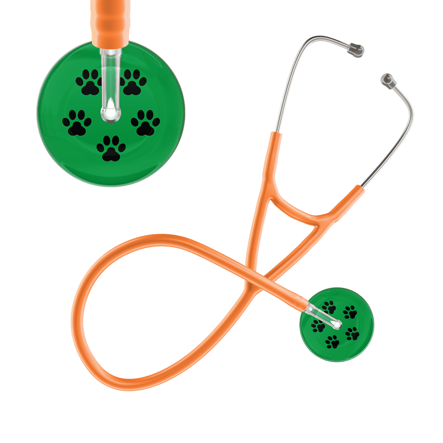 Black Paw Print Dark Background Cardiology Stethoscope