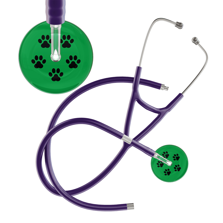 Black Paw Print Dark Background Cardiology Stethoscope