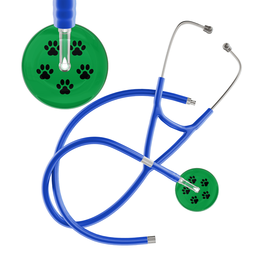 Black Paw Print Dark Background Cardiology Stethoscope