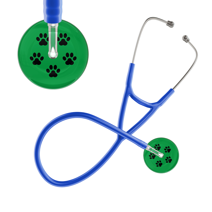 Black Paw Print Dark Background Cardiology Stethoscope