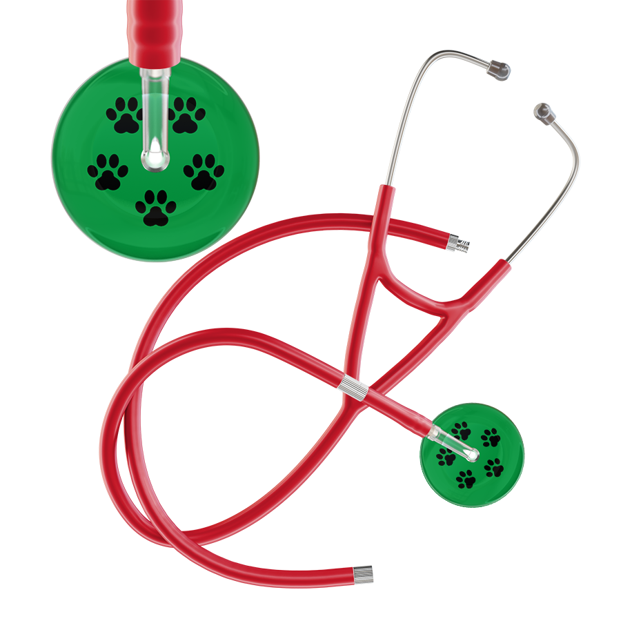 Black Paw Print Dark Background Cardiology Stethoscope