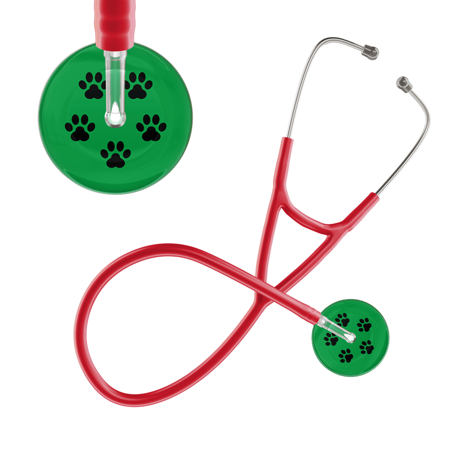 Black Paw Print Dark Background Cardiology Stethoscope