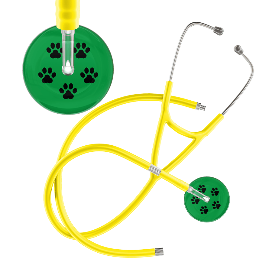 Black Paw Print Dark Background Cardiology Stethoscope