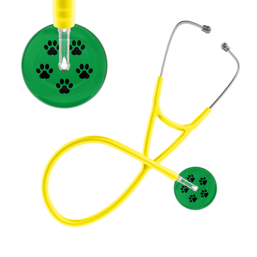 Black Paw Print Dark Background Cardiology Stethoscope