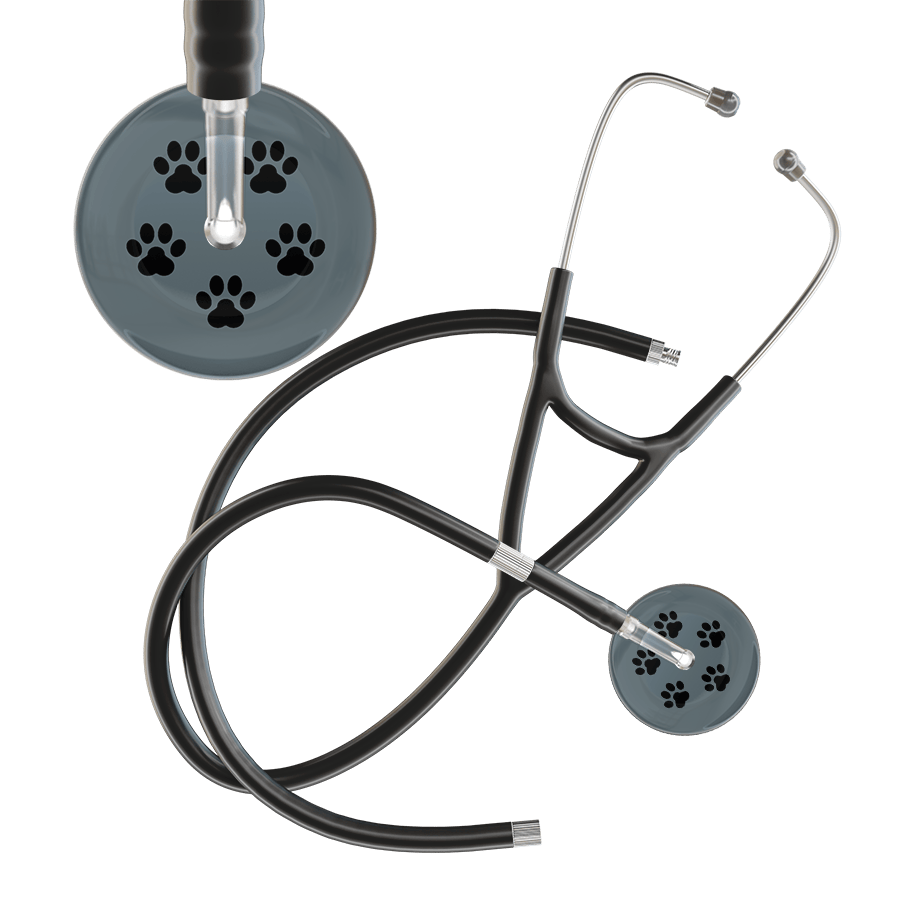 Black Paw Print Dark Background Cardiology Stethoscope