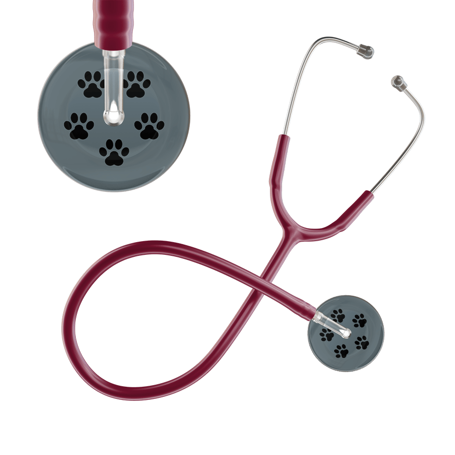 Ultrascope Single Stethoscope Black Paw Granite Background / Adult / Burgundy Black Paw Print Dark Background Stethoscope