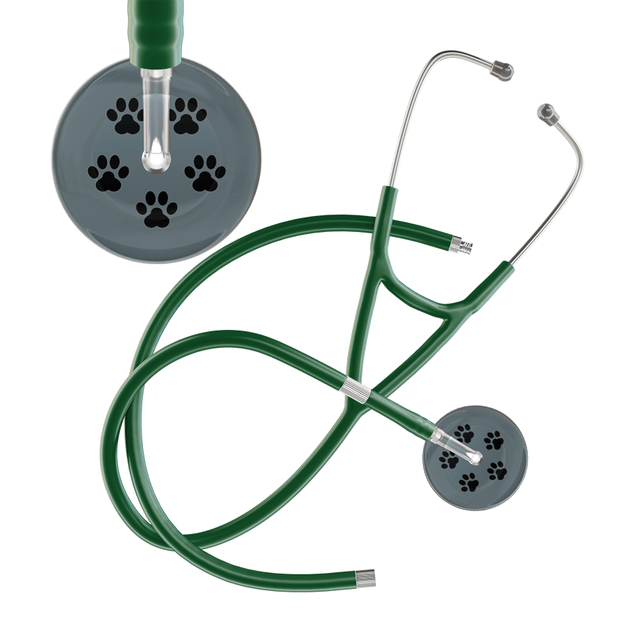 Black Paw Print Dark Background Cardiology Stethoscope
