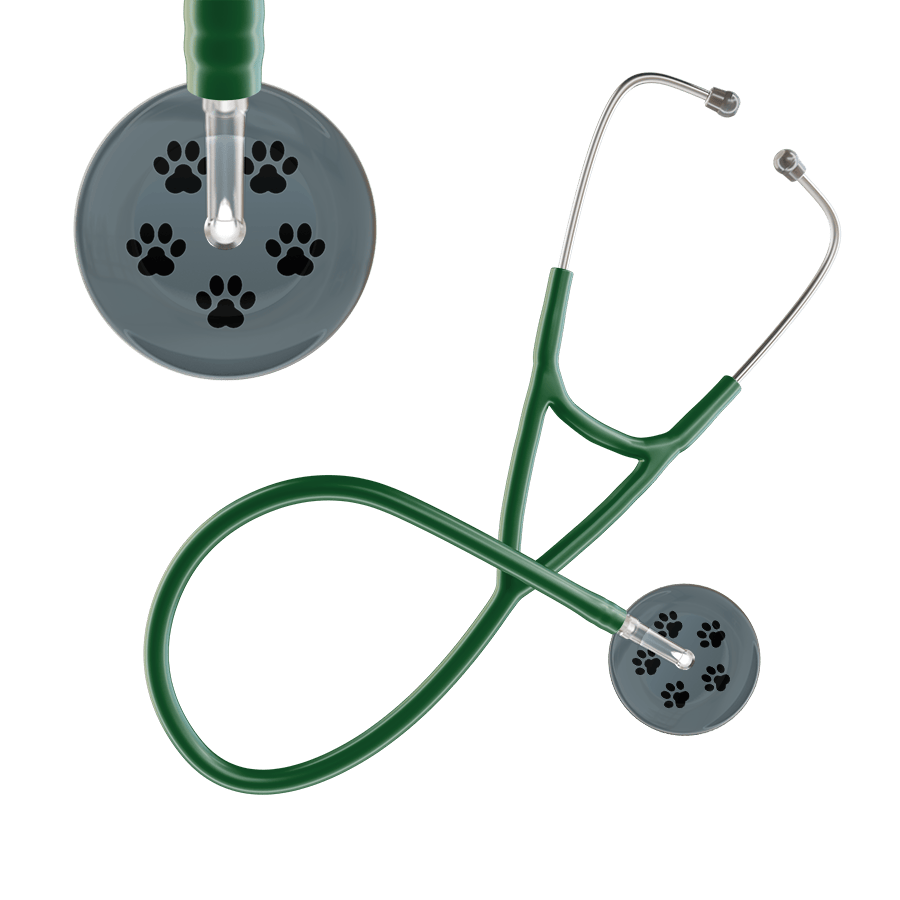 Black Paw Print Dark Background Cardiology Stethoscope