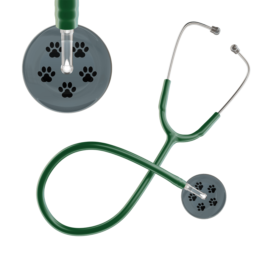 Ultrascope Single Stethoscope Black Paw Granite Background / Adult / Dark Green Black Paw Print Dark Background Stethoscope